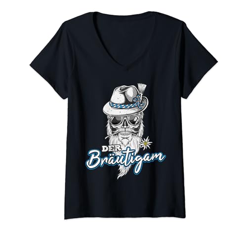 Damen Bräutigam JGA Junggesellenabschied Bayern Tracht boarisch T-Shirt mit V-Ausschnitt von JGA Trachten T-Shirts