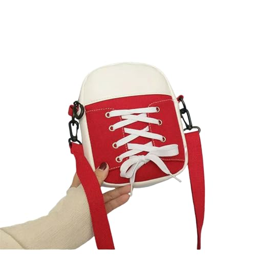 JGDSDMJG Damen Umhängetasche Frauen Tasche Leinwand Mode Kreative Persönlichkeit Schuhe Form Schulter Weibliche Lustige Handtasche Und Geldbörsen-rot-(small (longest Side 20-30cm)) von JGDSDMJG