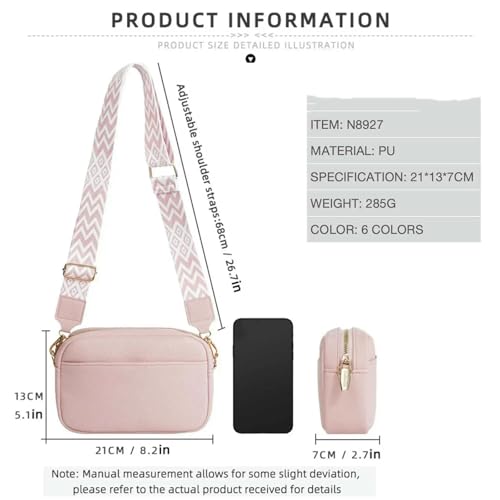 JGDSDMJG Damen Umhängetasche Große Kapazität Reißverschluss Handytasche Multifunktionale Schulter Messenger Bag Modische Casual Kleine Quadratische Tasche-rosa von JGDSDMJG