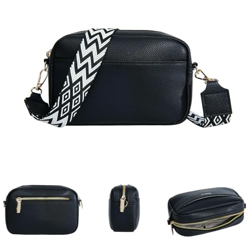 JGDSDMJG Damen Umhängetasche Große Kapazität Reißverschluss Handytasche Multifunktionale Schulter Messenger Bag Modische Casual Kleine Quadratische Tasche-schwarz von JGDSDMJG