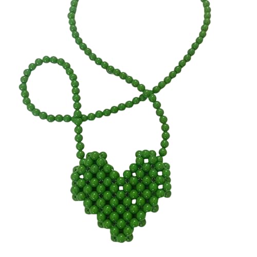 JGDSDMJG Damen Umhängetasche Mini Lippenstift Handtaschen Perle Tasche Cross Body Mehrfarbige Liebe Form Arbeit Perlen Frauen Frühling Und Sommer All-match-mode-grün JGDSDMJG Damen Umhängetasche Mini Lippenstift Handtaschen Perle Tasche Cross Body Mehrfarbige Liebe Form Arbeit Perlen Frauen Frühling Und Sommer All-match-mode-grün von JGDSDMJG