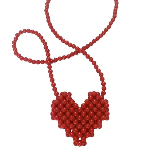 JGDSDMJG Damen Umhängetasche Mini Lippenstift Handtaschen Perle Tasche Cross Body Mehrfarbige Liebe Form Arbeit Perlen Frauen Frühling Und Sommer All-match-mode-rot JGDSDMJG Damen Umhängetasche Mini Lippenstift Handtaschen Perle Tasche Cross Body Mehrfarbige Liebe Form Arbeit Perlen Frauen Frühling Und Sommer All-match-mode-rot von JGDSDMJG