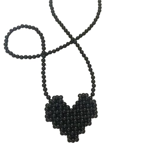 JGDSDMJG Damen Umhängetasche Mini Lippenstift Handtaschen Perle Tasche Cross Body Mehrfarbige Liebe Form Arbeit Perlen Frauen Frühling Und Sommer All-match-mode-schwarz JGDSDMJG Damen Umhängetasche Mini Lippenstift Handtaschen Perle Tasche Cross Body Mehrfarbige Liebe Form Arbeit Perlen Frauen Frühling Und Sommer All-match-mode-schwarz von JGDSDMJG