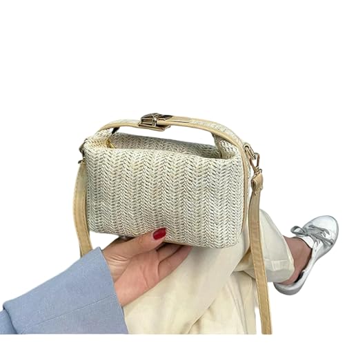 JGDSDMJG Damen Umhängetasche Mode Handgemachte Gewebte Stroh Handtasche Sommer Shopping Urlaub Strand Reißverschluss & Haspe Quadratische Taschen Eimer Schultertaschen-khaki-18x10x12cm JGDSDMJG Damen Umhängetasche Mode Handgemachte Gewebte Stroh Handtasche Sommer Shopping Urlaub Strand Reißverschluss & Haspe Quadratische Taschen Eimer Schultertaschen-khaki-18x10x12cm von JGDSDMJG