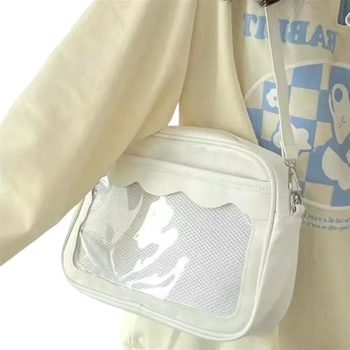 JGDSDMJG Damen Umhängetasche Pu Transparente Tasche Trendige High School Mädchen Messenger Bag Handtasche-weiß JGDSDMJG Damen Umhängetasche Pu Transparente Tasche Trendige High School Mädchen Messenger Bag Handtasche-weiß von JGDSDMJG