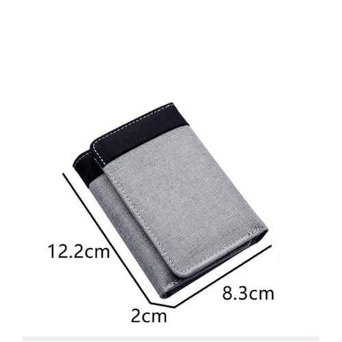 JGDSDMJG Herren Geldbörse Einfache Dreifach Gefaltete Herren-geldbörse Aus Segeltuch Mit Großer Kapazität, Lässig, Praktisch, Mehreren Kartenfächern, Kurzer Ausweishalter, Modischer Kartenhalter-grau von JGDSDMJG