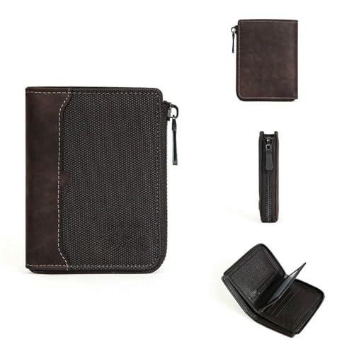 JGDSDMJG Herren Geldbörse Einfache Kurze Reißverschluss Kartenhalter Foto Tasche Geldbörse-Kaffee von JGDSDMJG