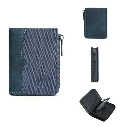 JGDSDMJG Herren Geldbörse Einfache Kurze Reißverschluss Kartenhalter Foto Tasche Geldbörse-blau von JGDSDMJG