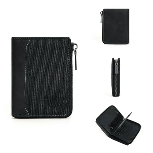 JGDSDMJG Herren Geldbörse Einfache Kurze Reißverschluss Kartenhalter Foto Tasche Geldbörse-schwarz von JGDSDMJG