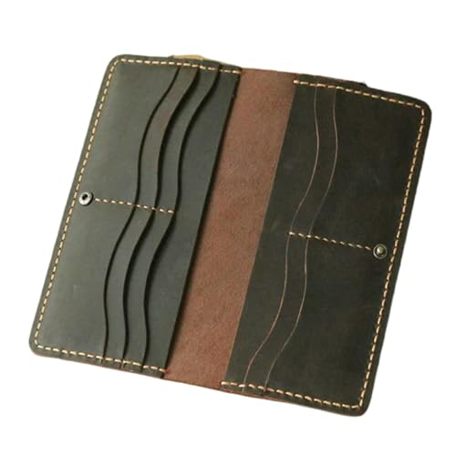 JGDSDMJG Herren Geldbörse Handgemachte Retro Brieftasche Lange Clutch Tasche Geldklammer Geldbörse-Kaffee Mit Knopf von JGDSDMJG