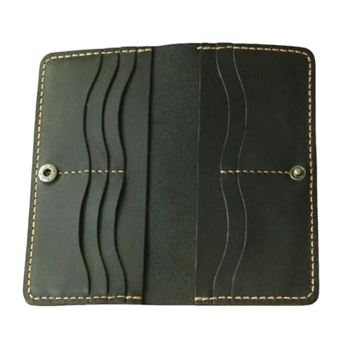 JGDSDMJG Herren Geldbörse Handgemachte Retro Brieftasche Lange Clutch Tasche Geldklammer Geldbörse-schwarz Mit Knopf von JGDSDMJG