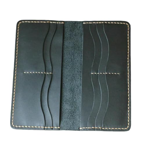 JGDSDMJG Herren Geldbörse Handgemachte Retro Brieftasche Lange Clutch Tasche Geldklammer Geldbörse-schwarz Ohne Knopf von JGDSDMJG