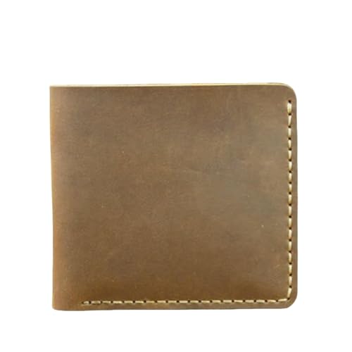 JGDSDMJG Herren Geldbörse Handgemachte Vintage Brieftasche Kurze Karte Geldbörse-horizontales Braun von JGDSDMJG