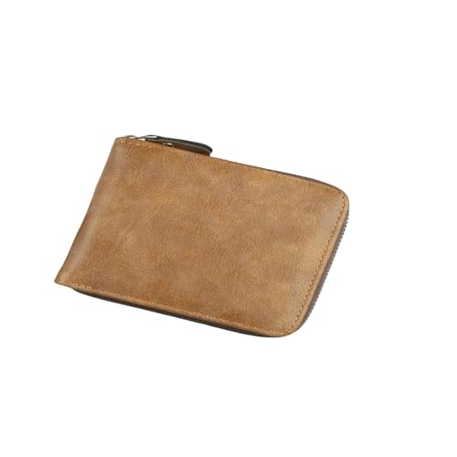 JGDSDMJG Herren Geldbörse Herrenbrieftasche Kurze Jugend Einfache Dreifach Gefaltete Brieftasche Multifunktions-studentenbrieftasche Mit Reißverschluss-Brown von JGDSDMJG