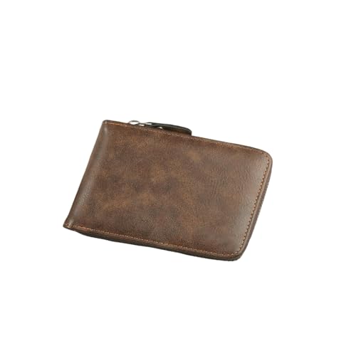 JGDSDMJG Herren Geldbörse Herrenbrieftasche Kurze Jugend Einfache Dreifach Gefaltete Brieftasche Multifunktions-studentenbrieftasche Mit Reißverschluss-Kaffee von JGDSDMJG