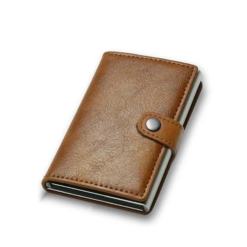JGDSDMJG Herren Geldbörse Kreditkartenetui RFID Ultradünne Pop-up Einfache Kleine Schwarze Geldbörse-braun von JGDSDMJG