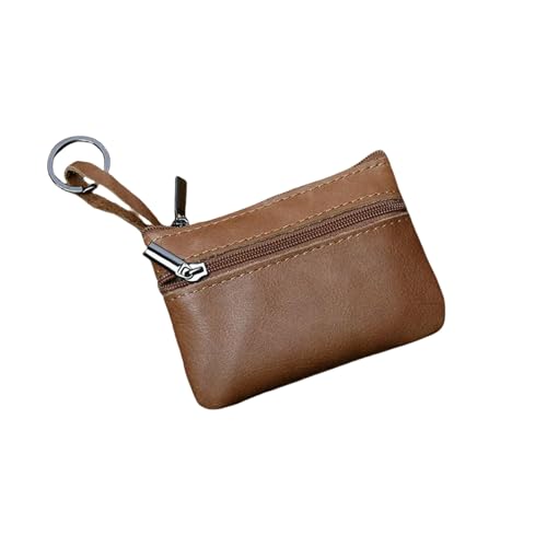 JGDSDMJG Herren Geldbörse Mini Damen Reißverschluss Vintage Kartenhalter Kurze Schlüsseltasche-Hellbraun von JGDSDMJG