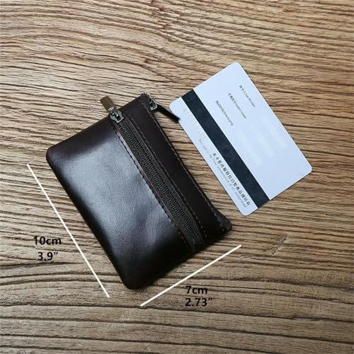 JGDSDMJG Herren Geldbörse Mini Damen Reißverschluss Vintage Kartenhalter Kurze Schlüsseltasche-braun Gelb von JGDSDMJG