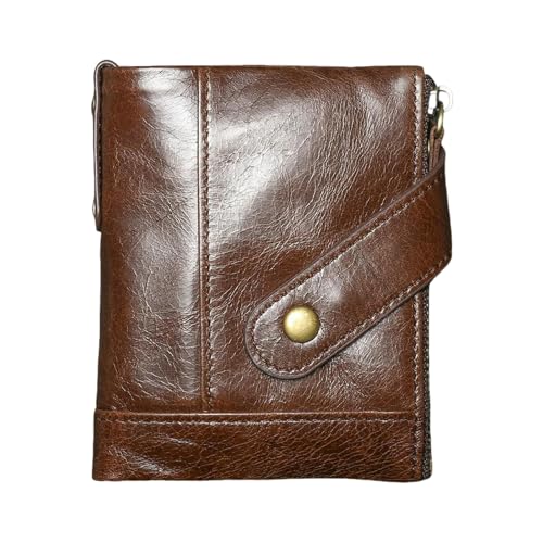 JGDSDMJG Herren Geldbörse Portemonnaie Multifunktional Vintage Gewachstes Leder-Kaffee von JGDSDMJG
