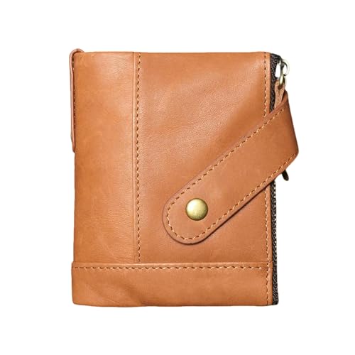 JGDSDMJG Herren Geldbörse Portemonnaie Multifunktional Vintage Gewachstes Leder-braun von JGDSDMJG