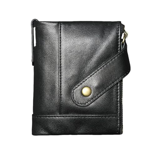JGDSDMJG Herren Geldbörse Portemonnaie Multifunktional Vintage Gewachstes Leder-schwarz von JGDSDMJG