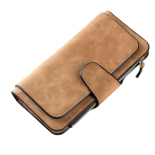 JGDSDMJG geldbörse Damen Brieftasche Lange Kartenhalter Klassische Reißverschlussbrieftasche-Brown von JGDSDMJG