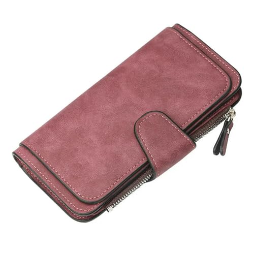 JGDSDMJG geldbörse Damen Brieftasche Lange Kartenhalter Klassische Reißverschlussbrieftasche-Dark Red von JGDSDMJG