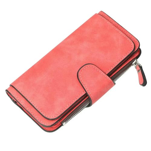 JGDSDMJG geldbörse Damen Brieftasche Lange Kartenhalter Klassische Reißverschlussbrieftasche-red von JGDSDMJG