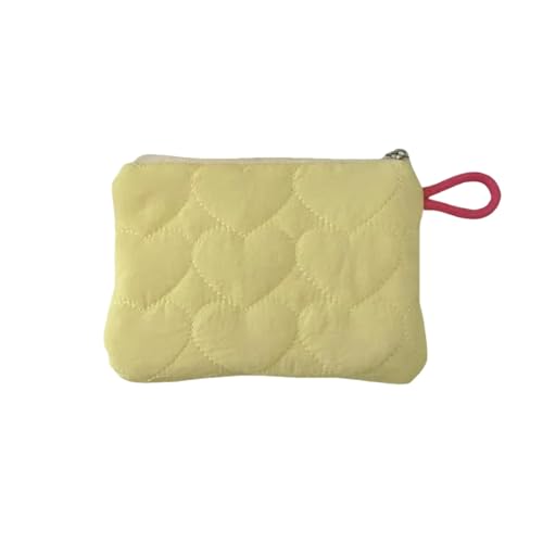 JGDSDMJG geldbörse Damen Gesteppte In Bonbonfarbe, Herzförmige -mini-Clutch, Tragbare, Leichte -Aufbewahrungstasche, Einfache -Handtasche-nr 2 Gelb von JGDSDMJG