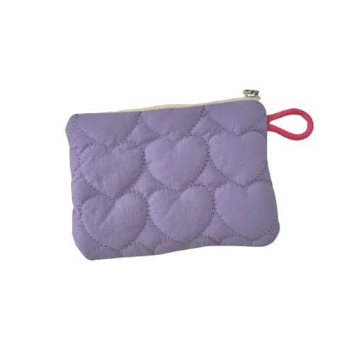 JGDSDMJG geldbörse Damen Gesteppte In Bonbonfarbe, Herzförmige -mini-Clutch, Tragbare, Leichte -Aufbewahrungstasche, Einfache -Handtasche-nr 2 Lila von JGDSDMJG
