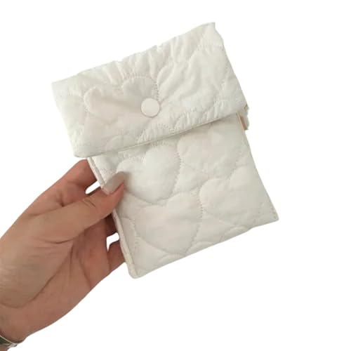 JGDSDMJG geldbörse Damen Gesteppte In Bonbonfarbe, Herzförmige -mini-Clutch, Tragbare, Leichte -Aufbewahrungstasche, Einfache -Handtasche-nr 3 Weiß von JGDSDMJG
