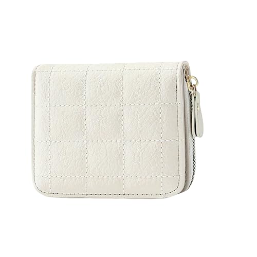 JGDSDMJG geldbörse Damen Herren Einfache Pu Leder Reißverschluss Bifold Design Alltags Kartenhalter Accessoire-White von JGDSDMJG