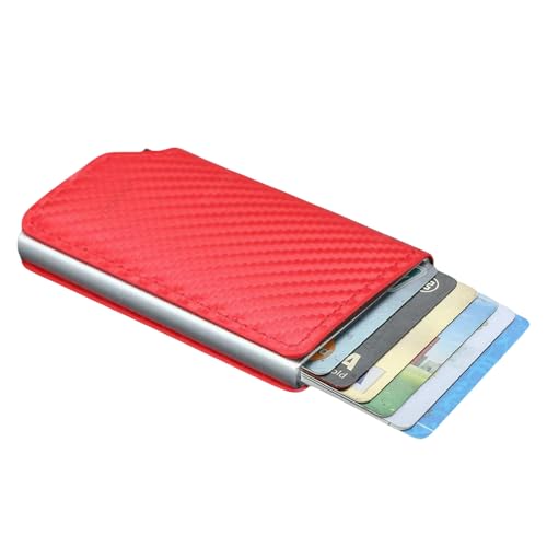 JGDSDMJG geldbörse Damen Kreditkartenetui, Ultradünnes Bankkartenetui Für Und Herren, Geldbörse, Bargeld, Kreditkartenetui-Carbon Red von JGDSDMJG