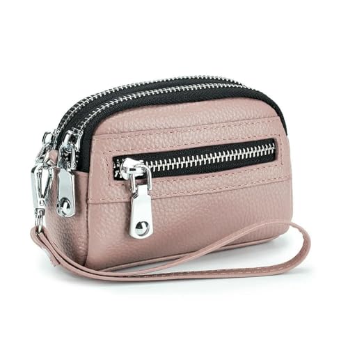 JGDSDMJG geldbörse Damen Mini-geldbörse Für, Doppelreißverschluss, Süße Kleine Clutch, Multifunktionaler Kartenhalter-Bean Pink von JGDSDMJG
