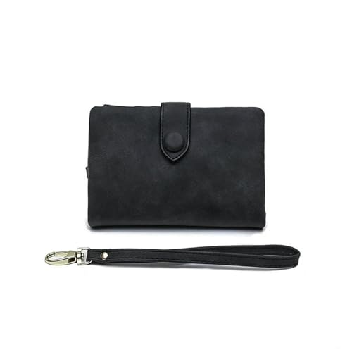 JGDSDMJG geldbörse Damen Neue Frauen Geldbörsen Kurze Hasp Pu Leder Multifunktion Ale Große Kapazität Geld Tasche Kleine Feste Münz Karten Halter Carteras-Black von JGDSDMJG