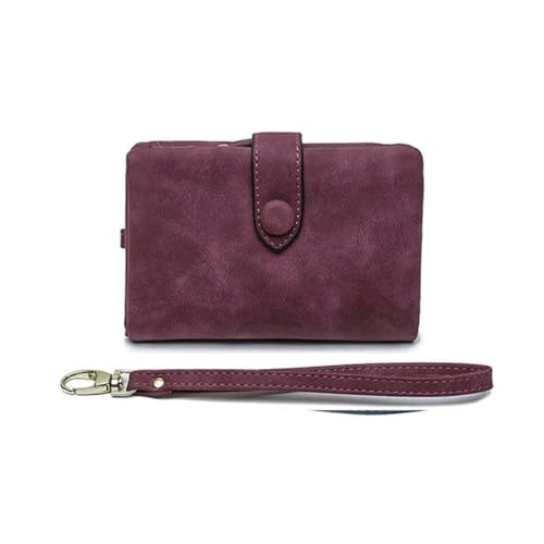 JGDSDMJG geldbörse Damen Neue Frauen Geldbörsen Kurze Hasp Pu Leder Multifunktion Ale Große Kapazität Geld Tasche Kleine Feste Münz Karten Halter Carteras-Burgunderrot von JGDSDMJG