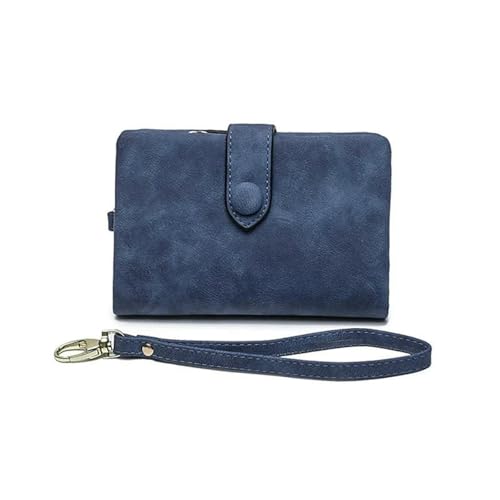 JGDSDMJG geldbörse Damen Neue Frauen Geldbörsen Kurze Hasp Pu Leder Multifunktion Ale Große Kapazität Geld Tasche Kleine Feste Münz Karten Halter Carteras-Tiefe Blau von JGDSDMJG