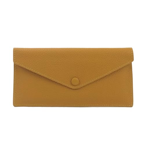 JGDSDMJG geldbörse Damen Pebble Grain Umschlagtasche Schlanke Lange Kartenhalter Clutch Bag Handytasche Geldbörse-gelb 2216 von JGDSDMJG