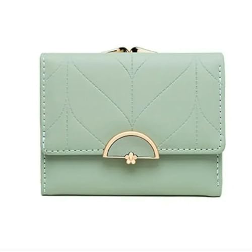 JGDSDMJG geldbörse Damen Sommer Kurze Brieftasche Pu Leder Hardware Schnalle Dreifachtasche Hochwertige Multi-kartenfächer-grün von JGDSDMJG