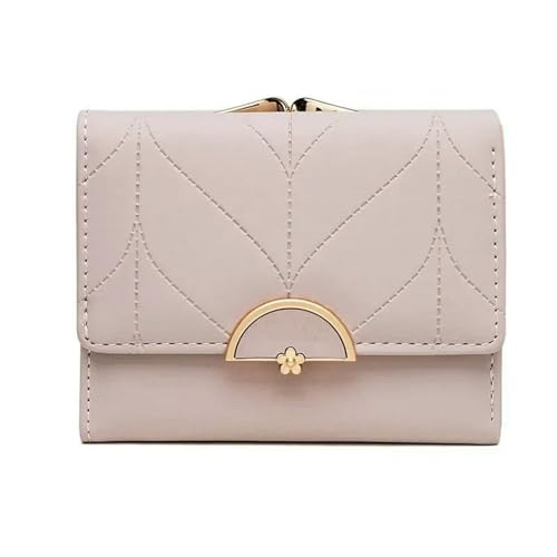 JGDSDMJG geldbörse Damen Sommer Kurze Brieftasche Pu Leder Hardware Schnalle Dreifachtasche Hochwertige Multi-kartenfächer-rosa von JGDSDMJG