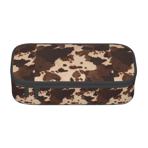 JGHHOUN Braunes Rindsleder-Kunstdruck, Teenager, große Aufbewahrung, Federmäppchen, Studenten, Schule, Reisen, wesentliche Schreibwaren von JGHHOUN