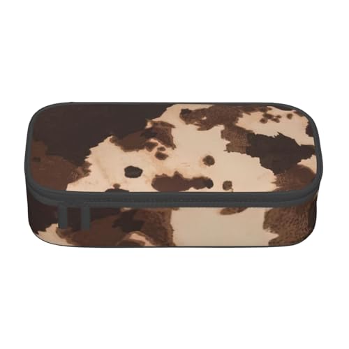 JGHHOUN Braunes Rindsleder-Kunstdruck, Teenager, große Aufbewahrung, Federmäppchen, Studenten, Schule, Reisen, wesentliche Schreibwaren von JGHHOUN