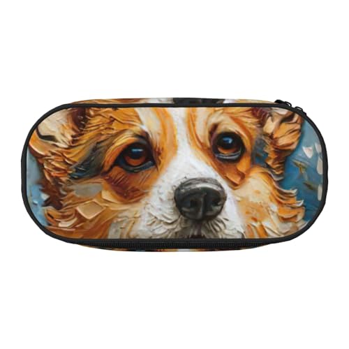 JGHHOUN Corgi Federmäppchen mit Blumenmuster, Frühlingsgarten, geräumiges Stifteetui, Reißverschluss, hohe Kapazität, Make-up-Werkzeuge, Bürobedarf von JGHHOUN