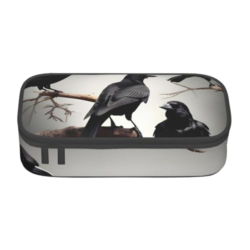 JGHHOUN Federmäppchen, Motiv: Schwarze Krähe Vögel auf einem Ast, große Aufbewahrung, Federmäppchen, Studenten, Schule, Reisen, wesentliche Schreibwaren von JGHHOUN