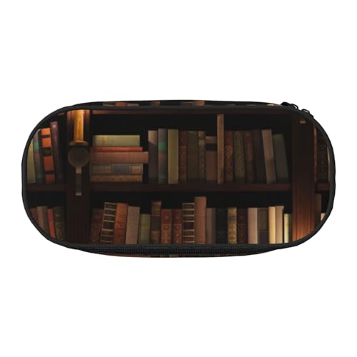 JGHHOUN Federmäppchen mit Bibliotheksdruck, geräumiges Stifteetui, Reißverschluss, hohe Kapazität, Make-up-Tools, Bürobedarf von JGHHOUN