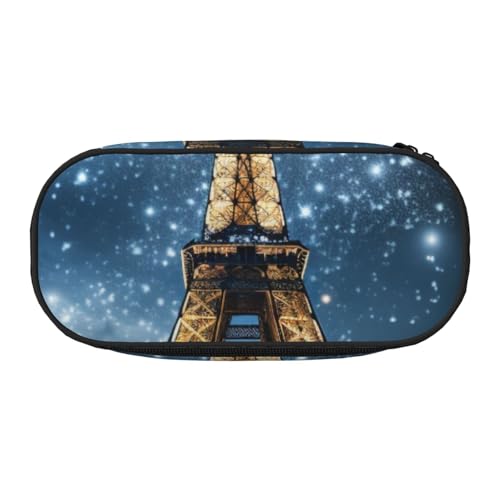 JGHHOUN Federmäppchen mit Eiffelturm-Aufdruck, geräumiges Stifteetui, Reißverschluss, hohe Kapazität, Make-up-Tools, Bürobedarf von JGHHOUN