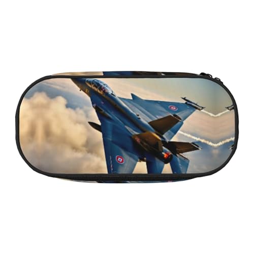 JGHHOUN Federmäppchen mit Flugzeug-Jets-Aufdruck, geräumiges Federmäppchen, Reißverschluss, hohe Kapazität, Make-up-Tools, Bürobedarf von JGHHOUN
