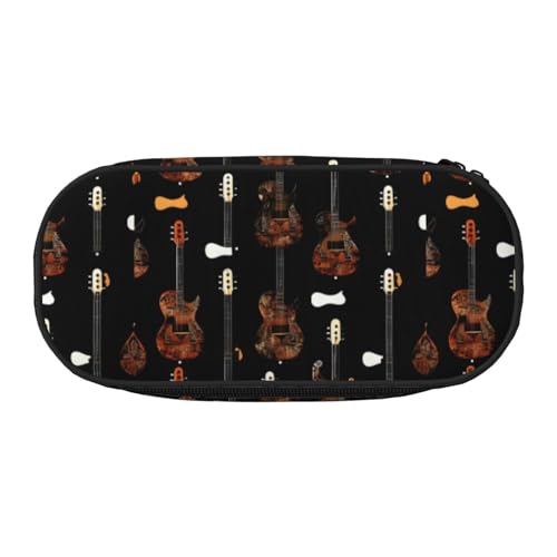 JGHHOUN Federmäppchen mit Gitarren-Motiv, geräumiges Federmäppchen, Reißverschluss, hohe Kapazität, Make-up-Tools, Bürobedarf von JGHHOUN