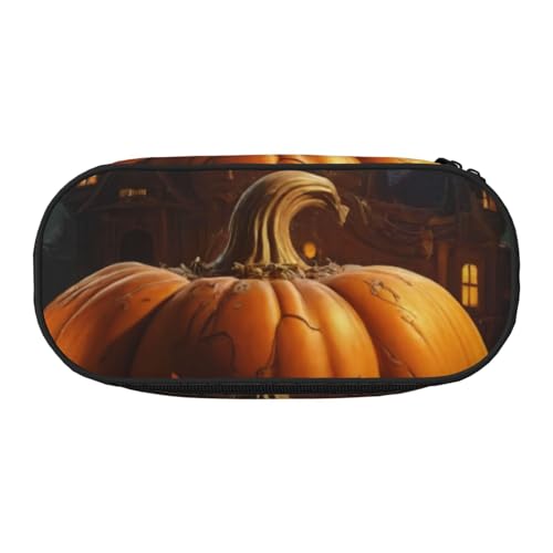 JGHHOUN Federmäppchen mit Halloween-Druck, geräumiges Stifteetui, Reißverschluss, hohe Kapazität, Make-up-Tools, Bürobedarf, Schwarz , Einheitsgröße, Taschen-Organizer von JGHHOUN