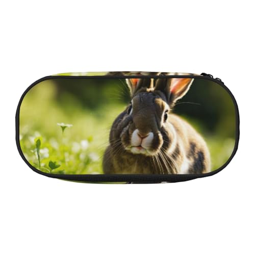 JGHHOUN Federmäppchen mit Hasen-Motiv, geräumiges Stifteetui, Reißverschluss, hohe Kapazität, Make-up-Tools, Bürobedarf von JGHHOUN